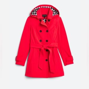 41 HAWTHORN Red Leandra Belted Rain Jacket Size Medium